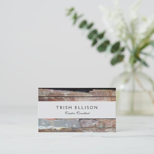古い木製の素朴なボート木製の板 名刺 (スタンド正面)