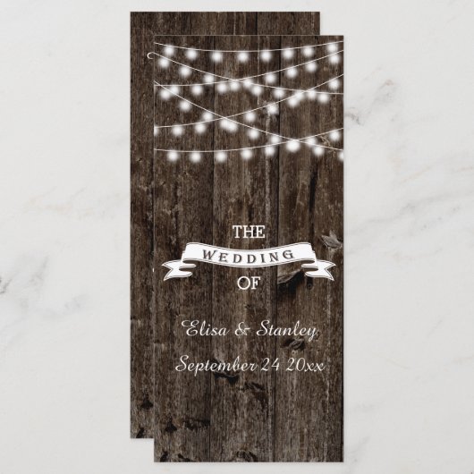 古い木製の結婚式プログラムの照明の列 プログラム (正面/裏面)