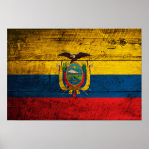 古い木製エクアドル国旗 ポスター