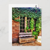 古い木製カントリーベンチアイビーつる植物はがき ポストカード (正面/裏面)