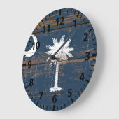 古い木製サウスカロライナ州旗 ラージ壁時計 (傾斜)