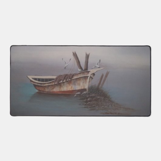 古い木製スキッフデスクマット デスクマット (正面)