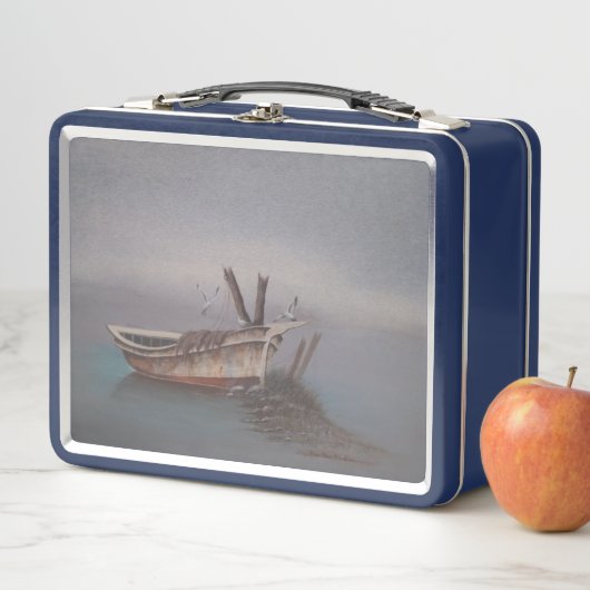 古い木製スキッフメタルランチボックス メタルランチボックス (インサイチュ)