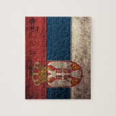 古い木製セルビア国旗 ジグソーパズル (縦)