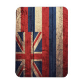 古い木製ハワイ州旗; マグネット (縦)