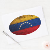 古い木製ベネズエラ国旗 楕円形シール (封筒)