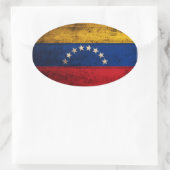 古い木製ベネズエラ国旗 楕円形シール (バッグ)