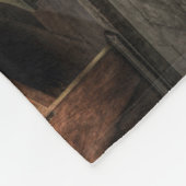 古い木製教会のベンチと膝蓋付き フリースブランケット (角)