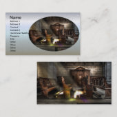 古い木製教会のベンチと膝蓋付き 名刺 (正面/裏面)