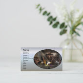 古い木製教会のベンチと膝蓋付き 名刺 (スタンド正面)