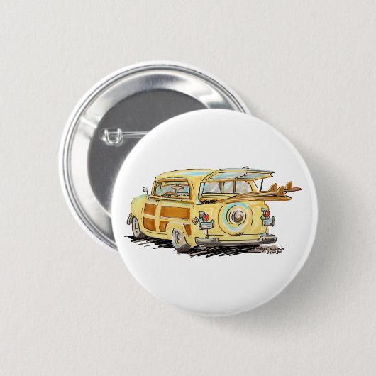 古い木質 缶バッジ (正面&裏面)