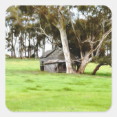 古い木造の小屋 スクエアシール (正面)