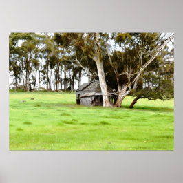 古い木造の小屋 ポスター