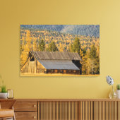古い木造の納屋で秋のタマラックが近い キャンバスプリント (インサイチュ (リビング))