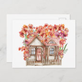 古い木造の農家の水彩組成物 ポストカード (正面/裏面)