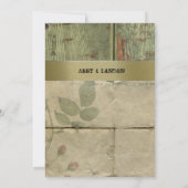 古い木、ヴィンテージのフランス人の紙の結婚式招待状 招待状 (裏面)