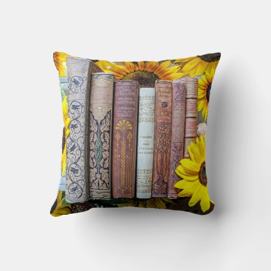 古い本とひまわり クッション (裏面)