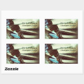 古い本のスタック蔵書票シール 長方形シール (シート)