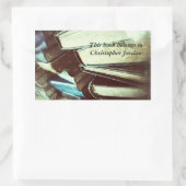 古い本のスタック蔵書票シール 長方形シール (バッグ)