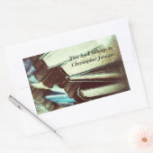 古い本のスタック蔵書票シール 長方形シール (封筒)