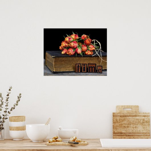 古い本のバラ ポスター (キッチン)