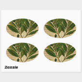 古い本のページの植物性プリント 楕円形シール (シート)