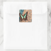 古い本の質感に大きな蝶 スクエアシール (バッグ)