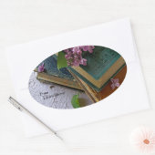 古い本やライラック 楕円形シール (封筒)