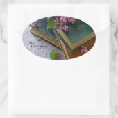 古い本やライラック 楕円形シール (バッグ)