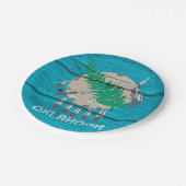 古い材木のオクラホマの州の旗 ペーパープレート (アングル)