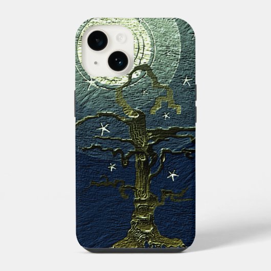 古い枯れた木の月&星 iPhoneケース (裏面)