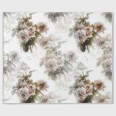 古い柔ファッションドらかいバラグレーピンクの花束パターン ラッピングペーパー (フラット)