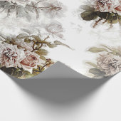 古い柔ファッションドらかいバラグレーピンクの花束パターン ラッピングペーパー (角)