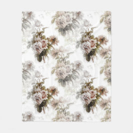 古い柔ファッションドらかいバラピンクの灰色の花束パターン フリースブランケット