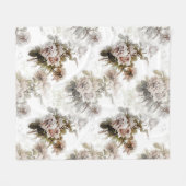 古い柔ファッションドらかいバラピンクの灰色の花束パターン フリースブランケット (正面(横))