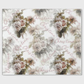 古い柔ファッションドらかいバラピンクの灰色の花束パターン ラッピングペーパー (フラット)