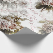 古い柔ファッションドらかいバラピンクの灰色の花束パターン ラッピングペーパー (角)