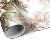 古い柔ファッションドらかいバラピンクの灰色の花束パターン ラッピングペーパー (ロールコーナー)