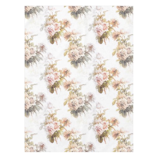 古い柔ファッションドらかいバラピンクの花束パターン テーブルクロス (正面)