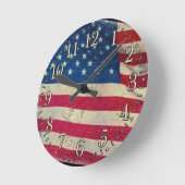 古い栄光の米国国旗誇りを持った愛国壁時計 ラウンド壁時計 (傾斜)