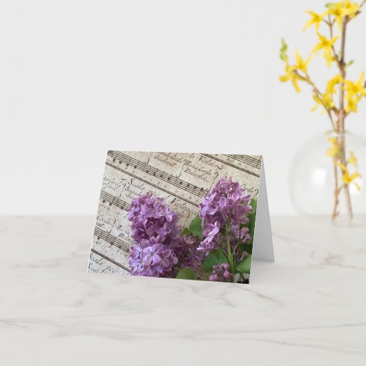 古い楽譜のライラック カード (黄色い花)