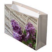 古い楽譜のライラック ラージペーパーバッグ (正面アングル)