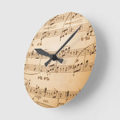 古い楽譜 ラウンド壁時計 (傾斜)