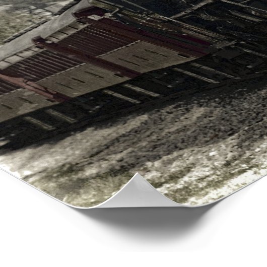 古い機関車蒸気機関 ポスター (角)