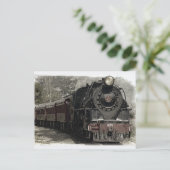 古い機関車蒸気機関 ポストカード (スタンド正面)