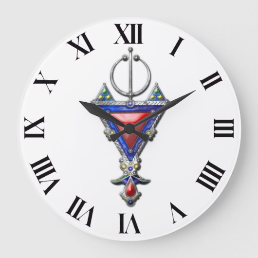 古い歴史のペンダントバーバージュエリー部族信号 ラージ壁時計 (正面)