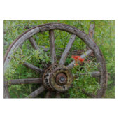 古い歴史的な古い金ゴールドの町3を荷馬車の車輪 カッティングボード (正面)