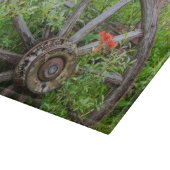 古い歴史的な古い金ゴールドの町3を荷馬車の車輪 カッティングボード (角)