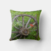 古い歴史的な古い金ゴールドの町3を荷馬車の車輪 クッション (裏面)