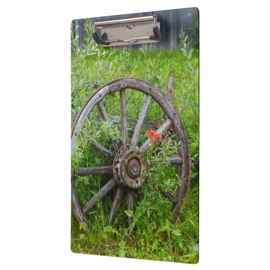 古い歴史的な古い金ゴールドの町3を荷馬車の車輪 クリップボード (左)